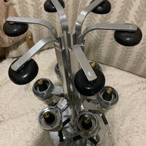 Vtg 6 Bottle Rotating Liquor Dispenser Bar Butler Chrome Weighted Base Untested